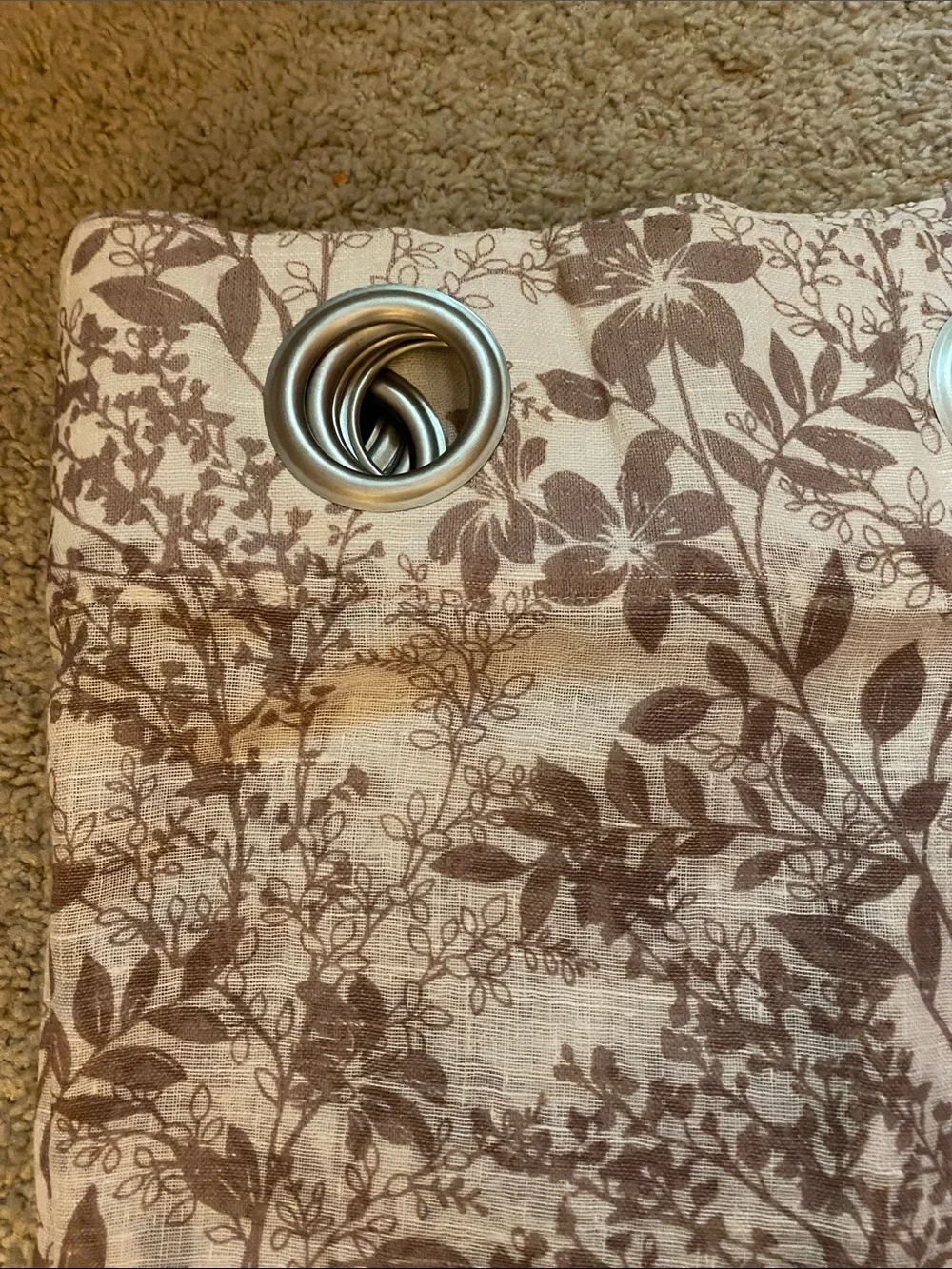 Floral Grommet Curtain Panel in Taupe and Cream (4 panels)